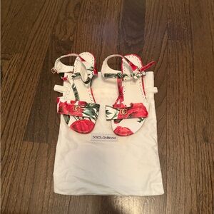Girls Dolce & Gabbana Red and White Floral Sandals